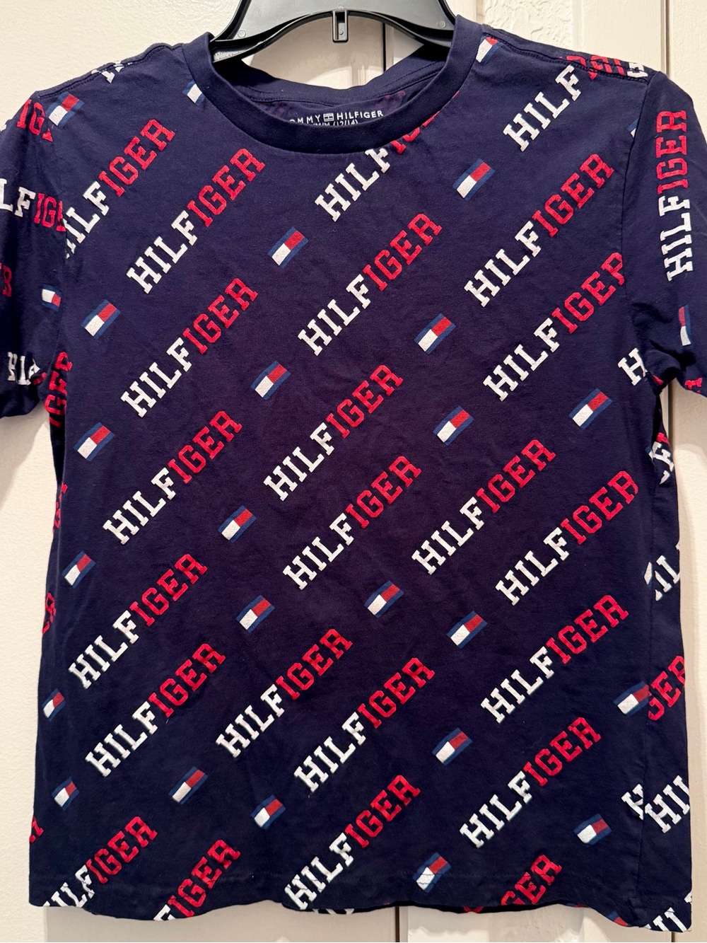 Tommy Hilfiger Big Kids Navy Logo Graphic Tee Size Medium (12/14)